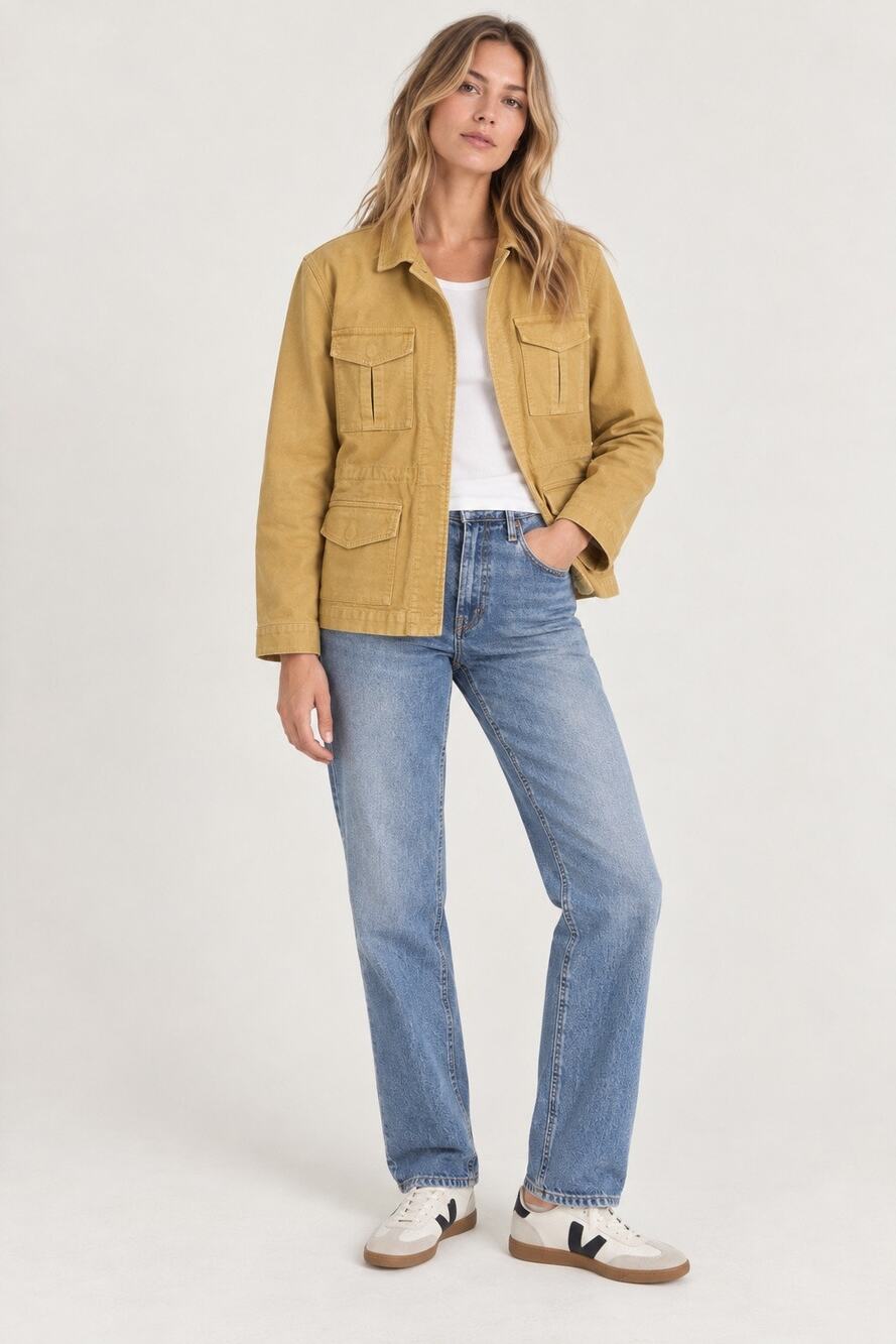 NWT J.Crew Utility Chore Jacket Brushed Chino Honey Brown Size 14 CN062